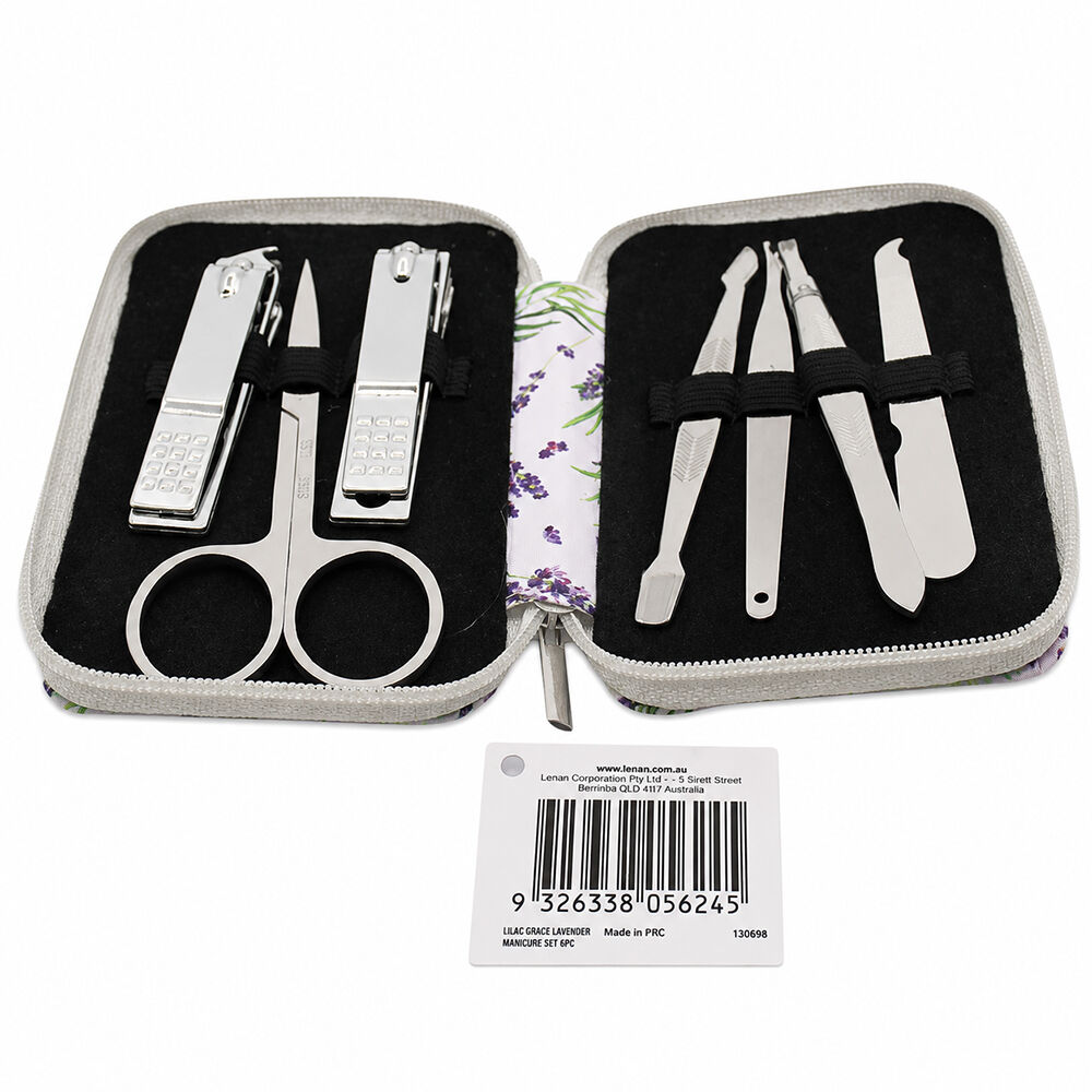 Lulu Grace Classic Lavender Manicure Set 7 Piece Stainless Steel Kit