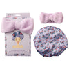 Beauty & Me Bath Headband And Shower Cap Gift Set Purple Design