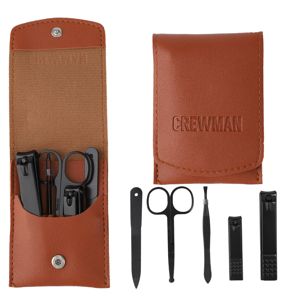 Crewman 5 Piece Manicure Set For Men In A Tan Case