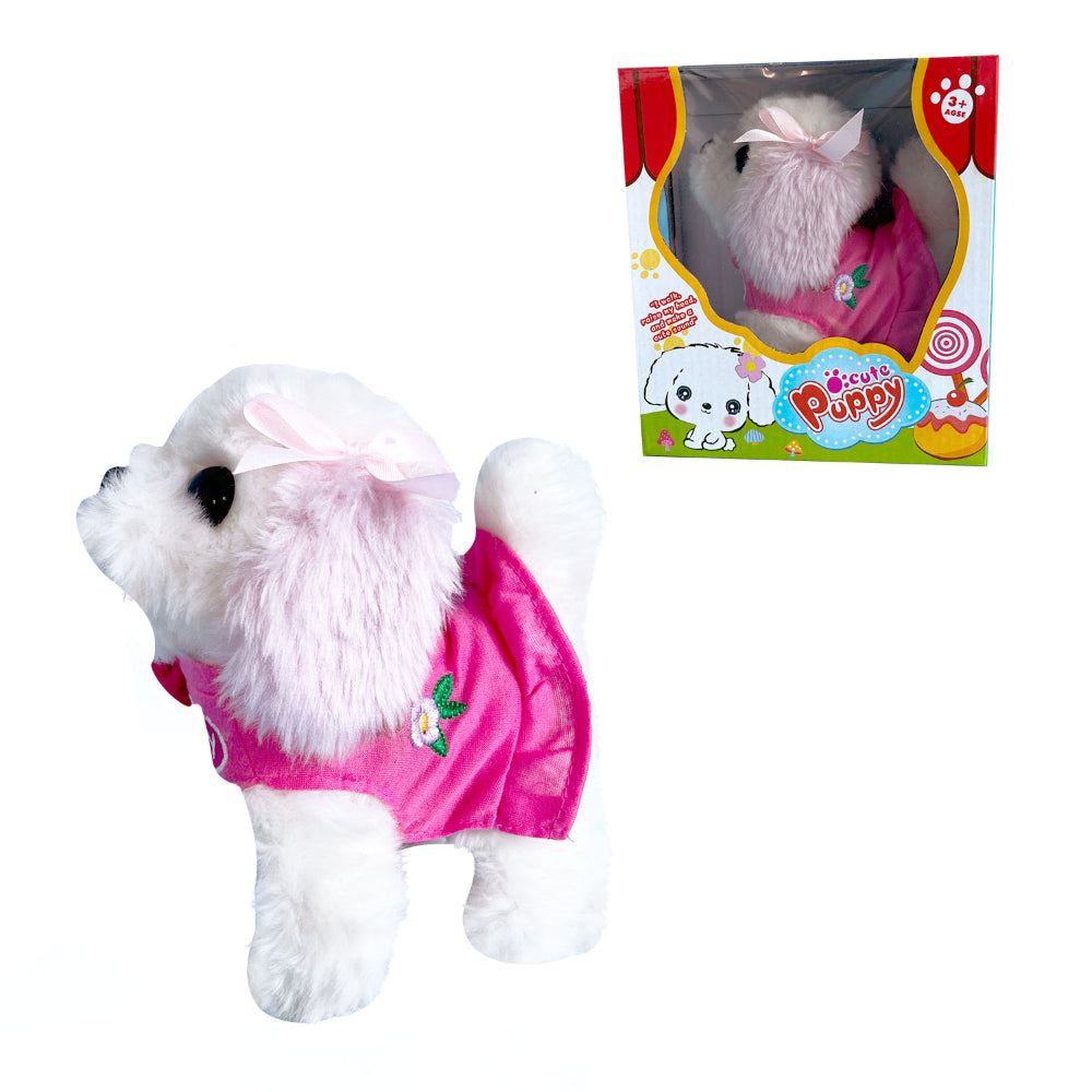 Kids Cute Puppy Toy Walks Raises Head Makes Cute Sound 2 AA Battery Not Included