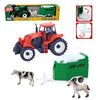 Kids Happy Farm Tractor With Horse And Cow Play Set