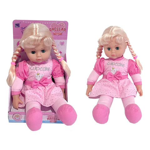 Baellar Maylla Cupcake Soft Doll 42.5cm Plush Toy with Pink Dress & Braids