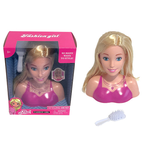 Fashion Girl Kids Styling Head 20cm Blonde Hair with Brush Ages 3+