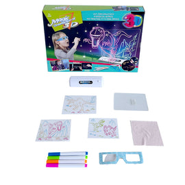 Magic 3D Dinosaur Drawing Board for Kids Light-Up Art Set with Glasses