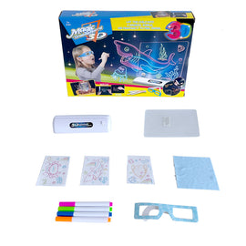 Magic 3D Sea Life Drawing Board for Kids Light-Up Art Set with Glasses