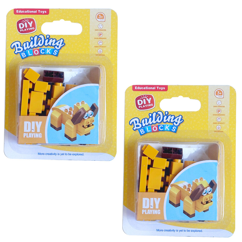 DIY Dog Building Blocks Set 2 Pack Educational Construction Toy Ages 3 and Up