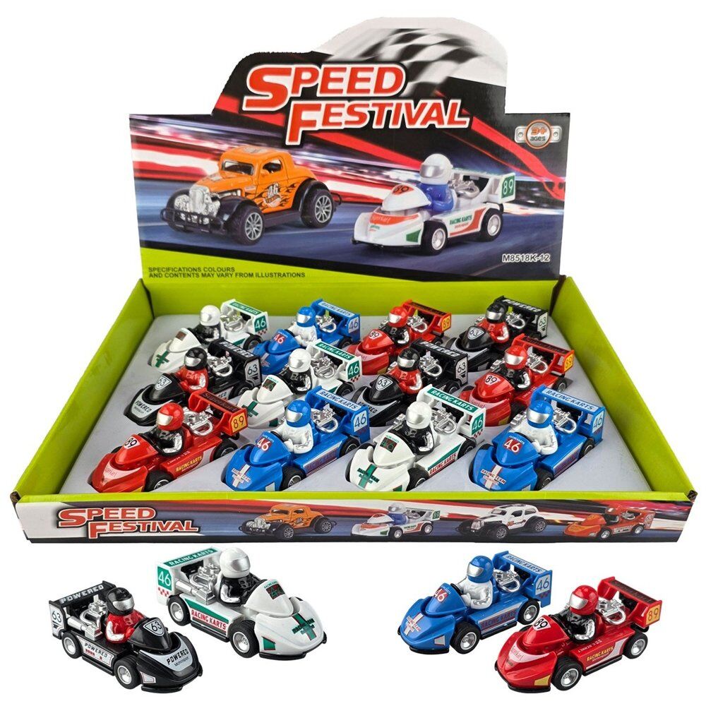 Go Kart Racing Toy Cars with Drivers Speed Festival Counter Display of 12 Bundle of 2