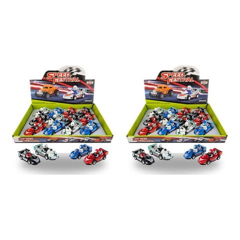 Go Kart Racing Toy Cars with Drivers Speed Festival Counter Display of 12 Bundle of 2
