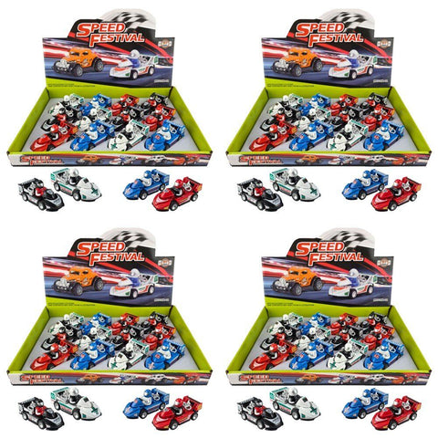 Go Kart Racing Toy Cars with Drivers Speed Festival Counter Display of 12 Bundle of 4