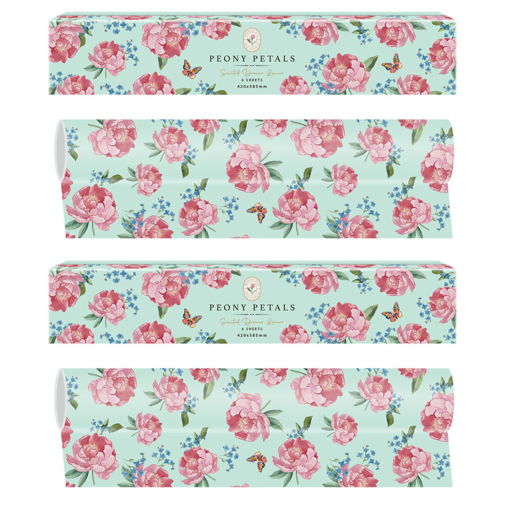 Peony Petals Scented Drawer Liners 6 Sheets Floral Fragrance 420x585mm x 2