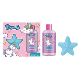 Dreams Unicorn Bubble Bath & Star Fizzer Gift Set D Marshmallow Scent 300ml+120g