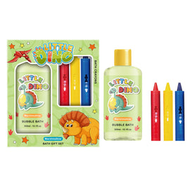 Little Dino Bubble Bath & Bath Crayons Gift Set Marshmallow Scent 300ml