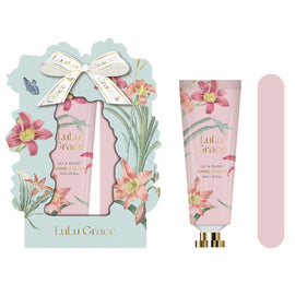 Lulu Grace Lily & Peony Hand Cream Gift Set with Nail File 50ml Travel Size
