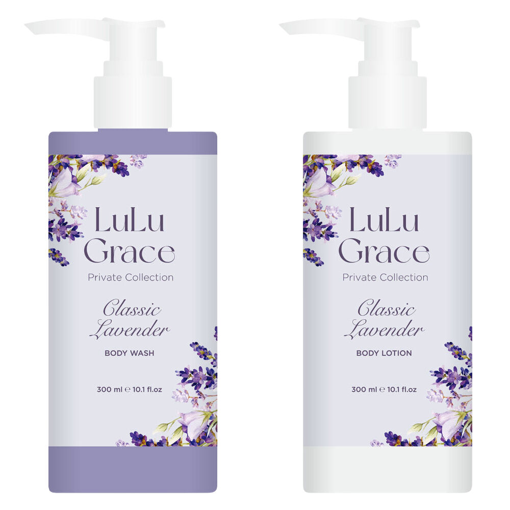 Lulu Grace Lavender Body Wash & Lotion Set 300ml Private Collection Skincare Gift