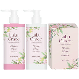 Lulu Grace Classic Rose Body Wash Lotion & Soap Set 300ml 100g Private Collection