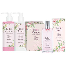 Lulu Grace Classic Rose Body Wash Lotion Soap EDT Set 300ml 100g 90ml Gift Collection