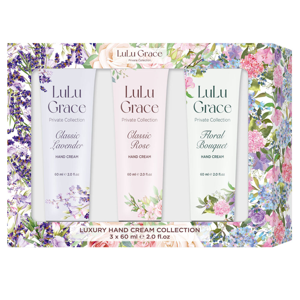 Lulu Grace Hand Cream Gift Set 3x60ml Rose Lavender & Floral Bouquet