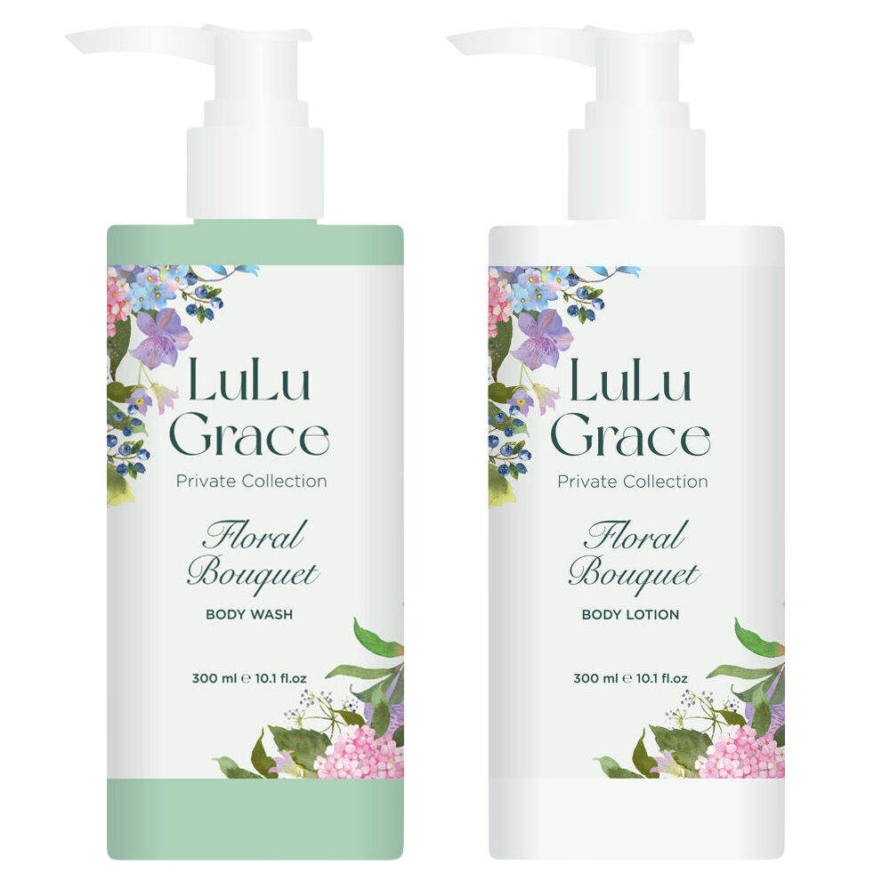 Lulu Grace Floral Bouquet Body Wash & Lotion Set 300ml Moisturising Skincare Duo