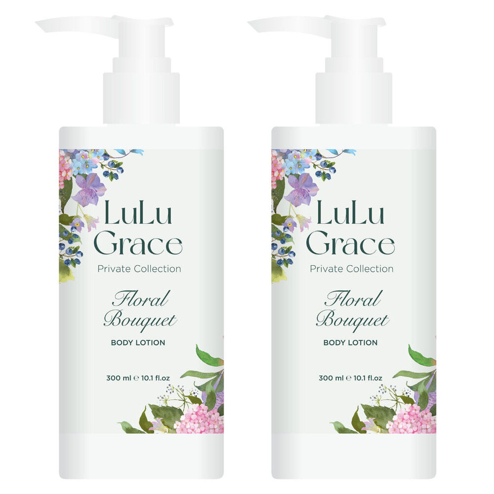 Lulu Grace Floral Bouquet Luxury Body Lotion 300ml Pump Bottle x2
