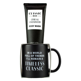 Classic Man 3pc Gift Set Citrus Body Wash Sponge & Mug for Men