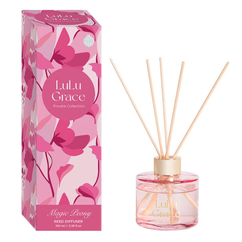 Lulu Grace Magic Peony Reed Diffuser 100ml Luxury Home Fragrance Gift
