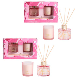 Lulu Grace Magic Peony Reed Diffuser & Candle Gift Set Luxury Home Scent x 2