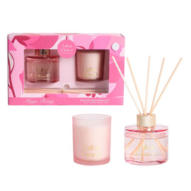 Lulu Grace Magic Peony Reed Diffuser & Candle Gift Set Luxury Home Scent