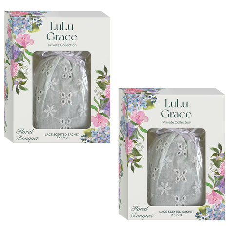 Lulu Grace Floral Bouquet Lace Sachets 2 x 20g Twin Pack Drawer Fresheners