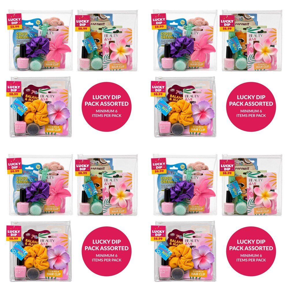 Lucky Dip Beauty Pack Assorted Minimum 6 Items - Random Selection Supplied Bundle of 4