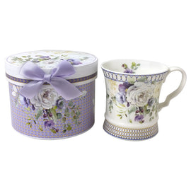 Palace Floral Mug with Purple Lining Luxury Gift Boxed Collectable Cup