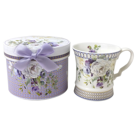Palace Floral Mug with Purple Lining Luxury Gift Boxed Collectable Cup