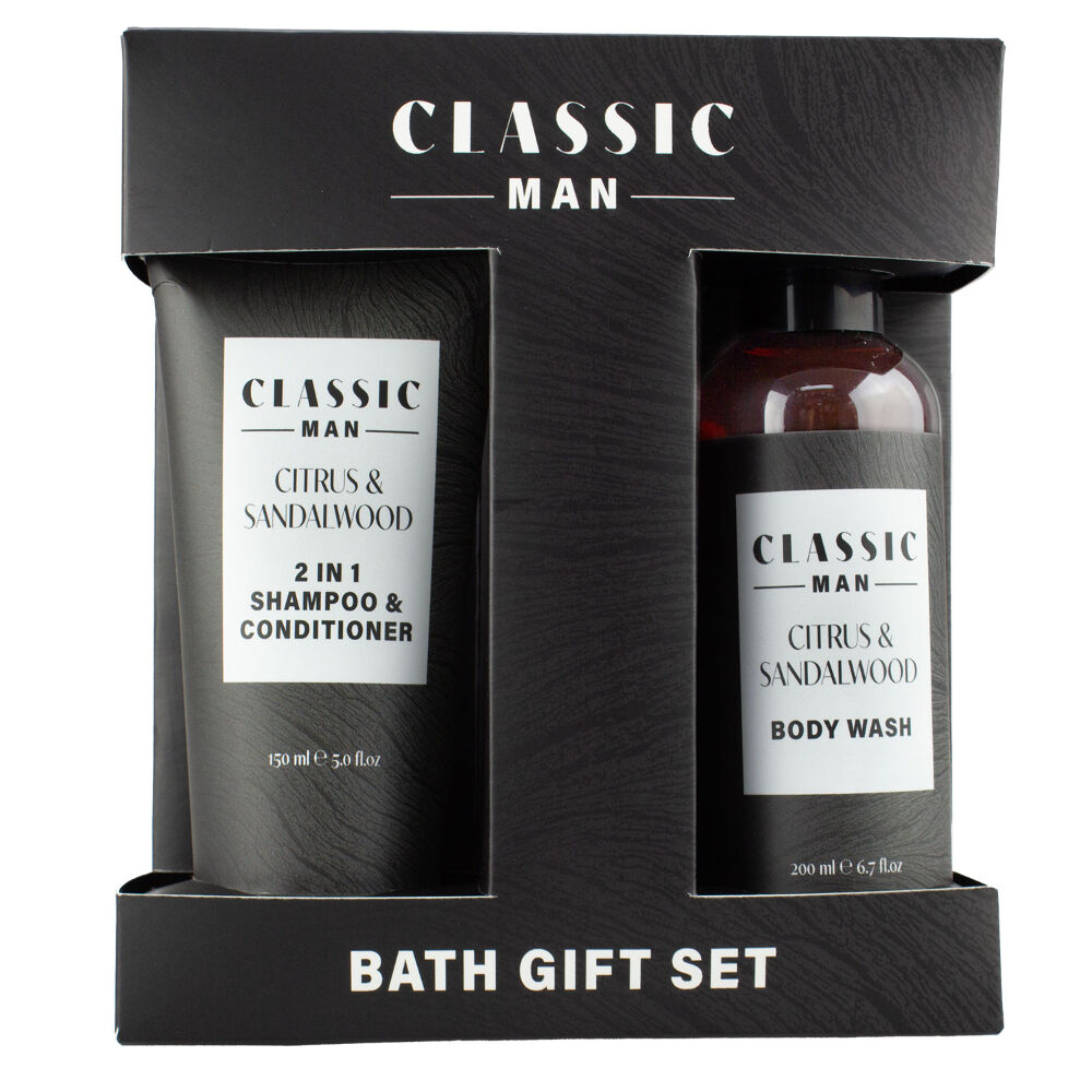 Classic Man Gift Set Citrus & Sandalwood Shampoo Conditioner Body Wash