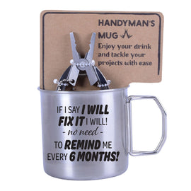 Handyman Mug Gift Set Collectable Novelty Cup with Multi-Tool Gadget