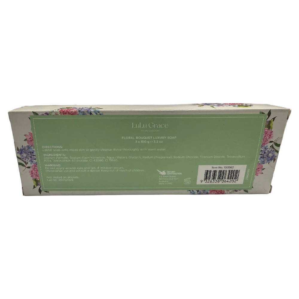 Lulu Grace Floral Bouquet Luxury Round Soap Bar Set 3 x 100g Gift Pack