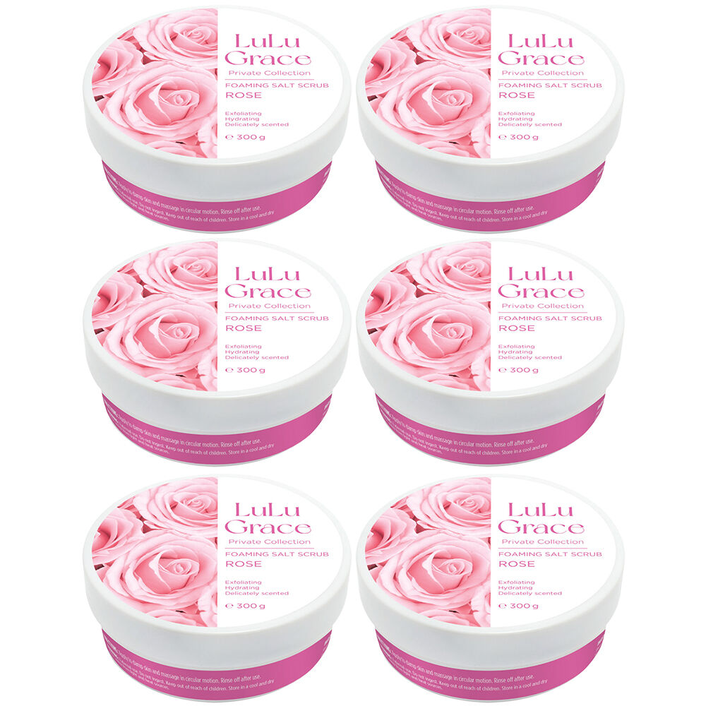 Lulu Grace Rose Foaming Salt Body Scrub 300g Pack of 6 Gentle Exfoliant