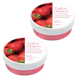 Lulu Grace Strawberry Foaming Salt Body Scrub 300g Pack of 2