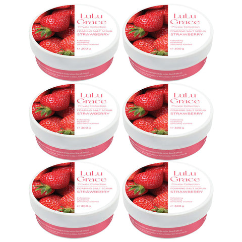 Lulu Grace Strawberry Exfoliating Foaming Salt Body Scrub 300g Pack of 6