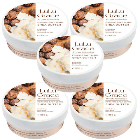 Lulu Grace Shea Butter Foaming Salt Body Scrub 300g Pack of 5