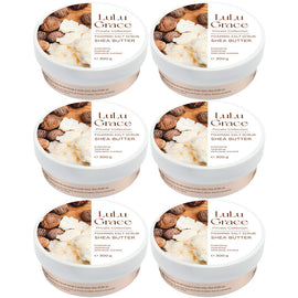 Lulu Grace Shea Butter Foaming Salt Body Scrub 6 x 300g Exfoliating Bundle
