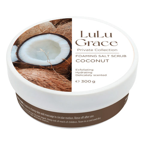 Lulu Grace Coconut Foaming Salt Body Scrub 300g Exfoliating Cleanser
