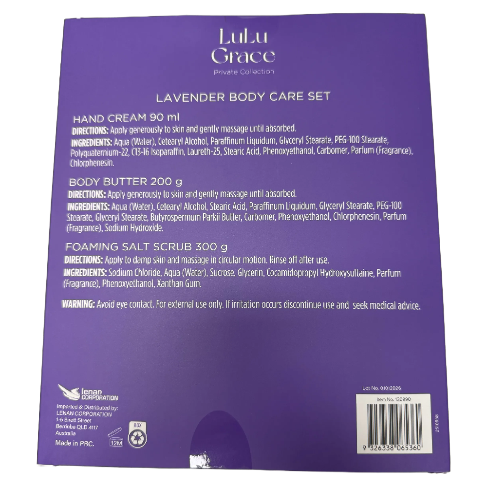 LuLu Grace Lavender Body Care Set Hand Cream Scrub Butter