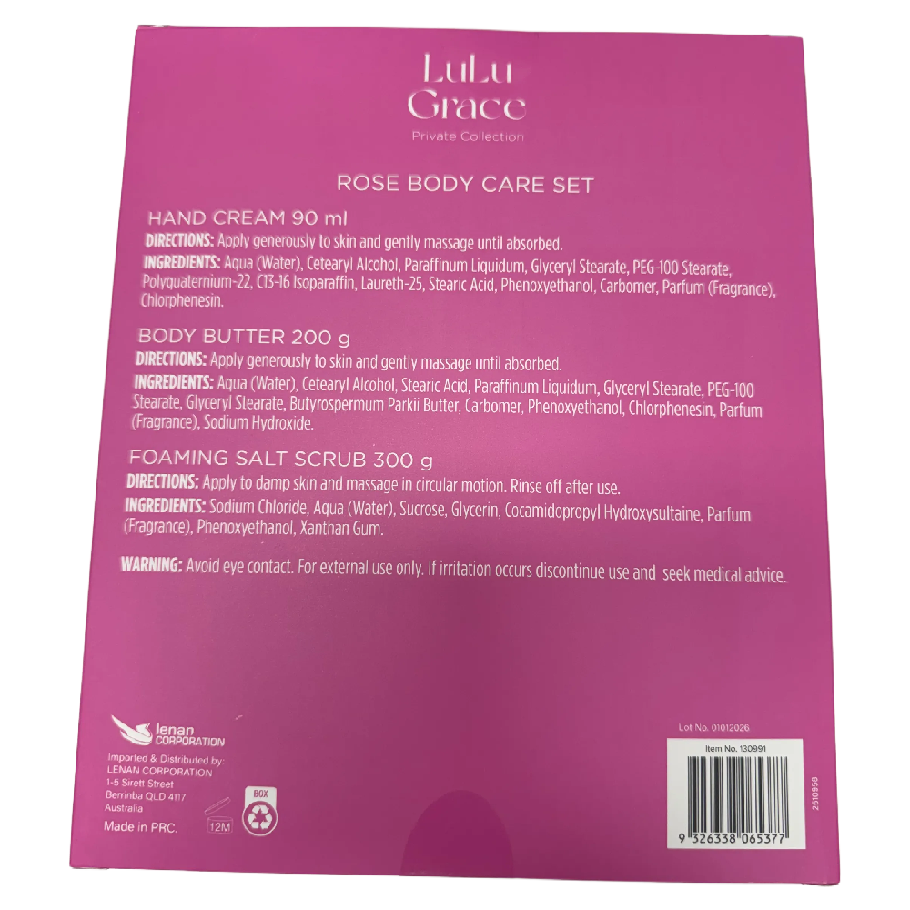 LuLu Grace Rose Body Care Set Hand Cream Scrub Butter
