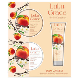 LuLu Grace Vanilla Peach Body Care Set Hand Cream Scrub Butter