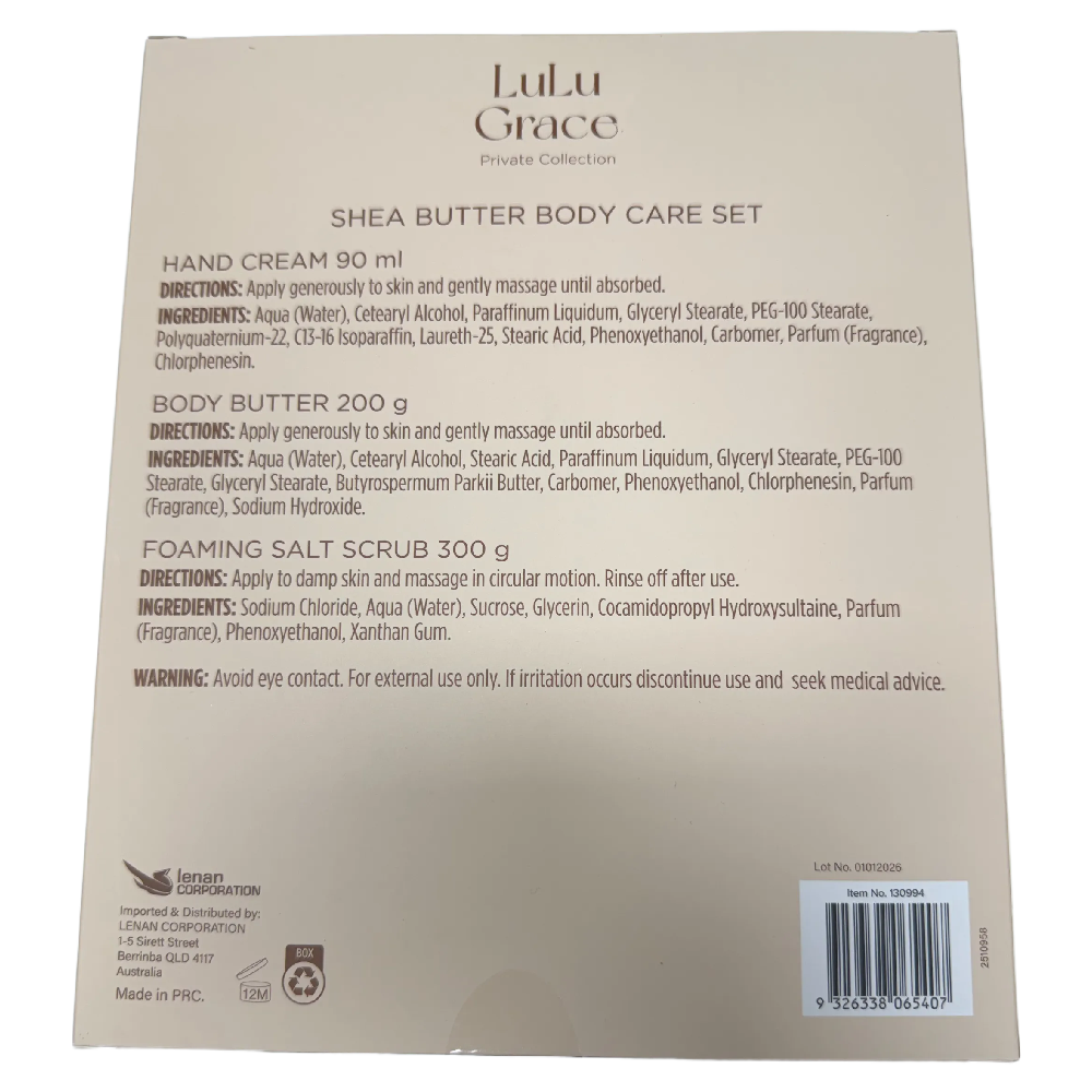 LuLu Grace Shea Butter Body Care Set Hand Cream Scrub Butter