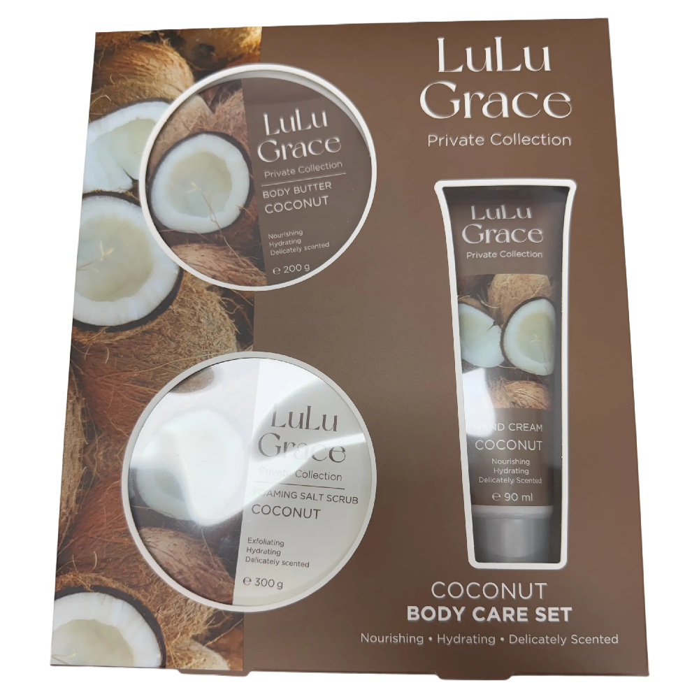 LuLu Grace Coconut Body Care Set Hand Cream Scrub Butter