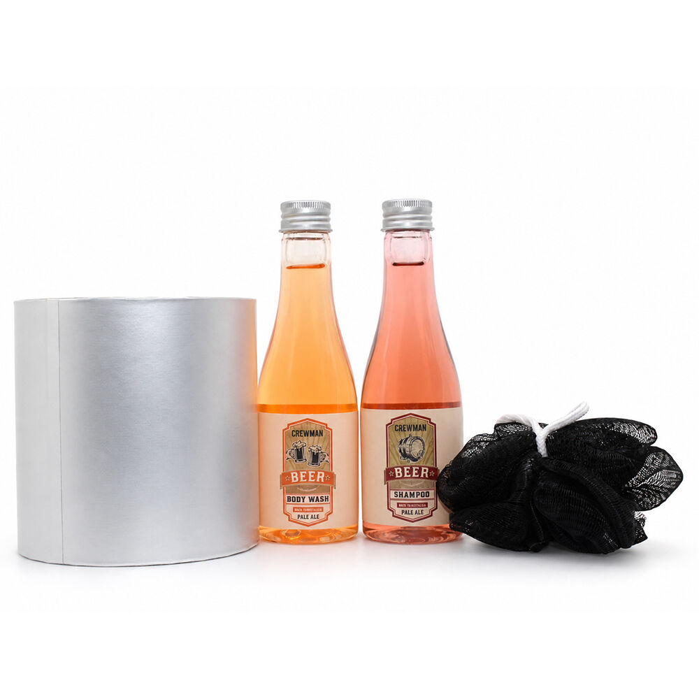 Crewman Beer Body Wash Shampoo and Sponge Mens Gift Set 2 x 180ml