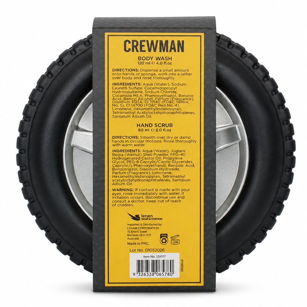 Crewman Pit Stop Body Wash Hand Scrub Sandalwood Citrus Mens Gift Set