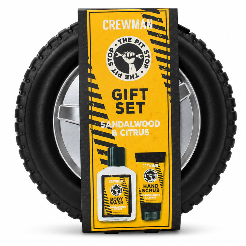 Crewman Pit Stop Body Wash Hand Scrub Sandalwood Citrus Mens Gift Set