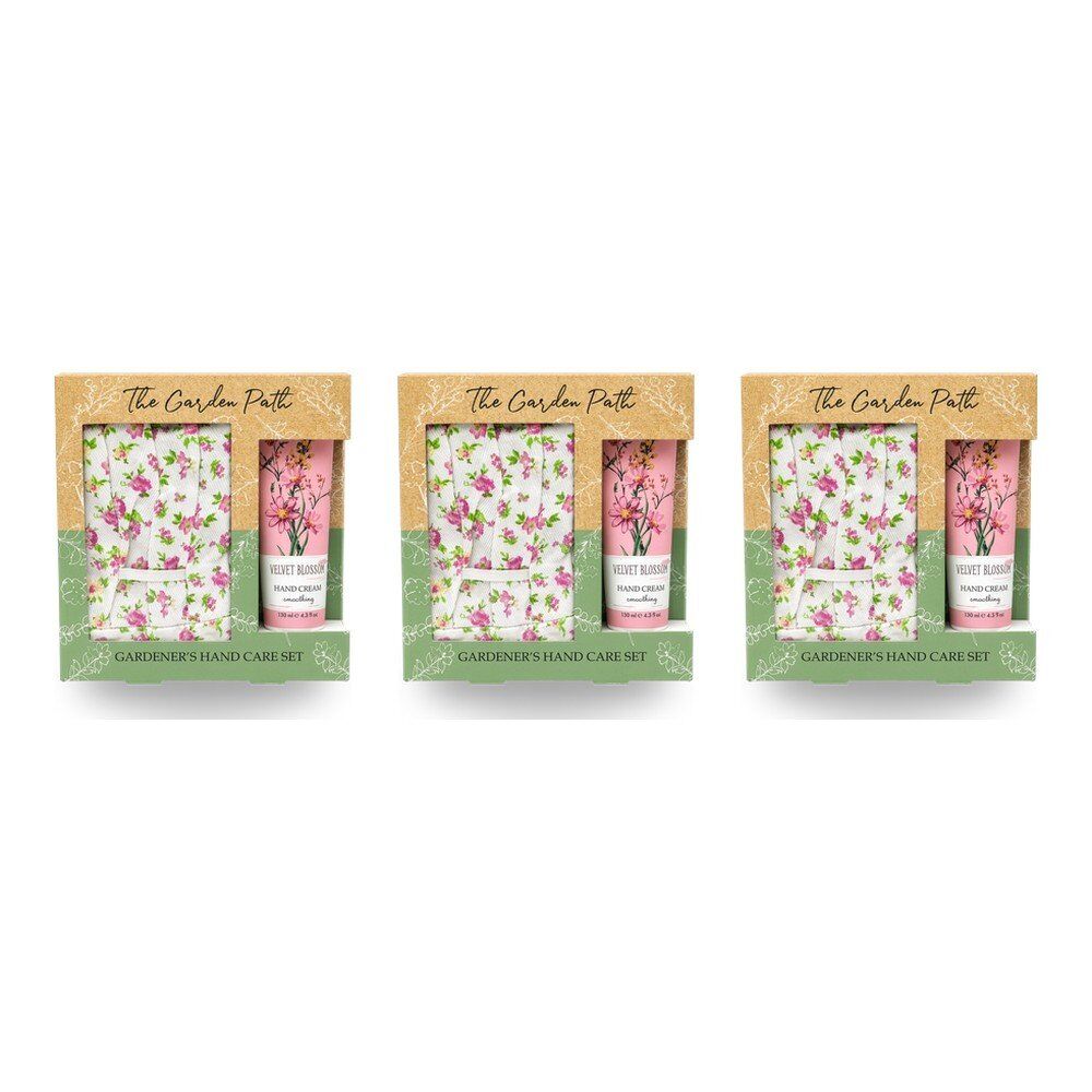 Lulu Grace The Garden Path Gardener's Hand Care Gift Set Gardening Gloves & Hand Cream 130mL Bundle of 3