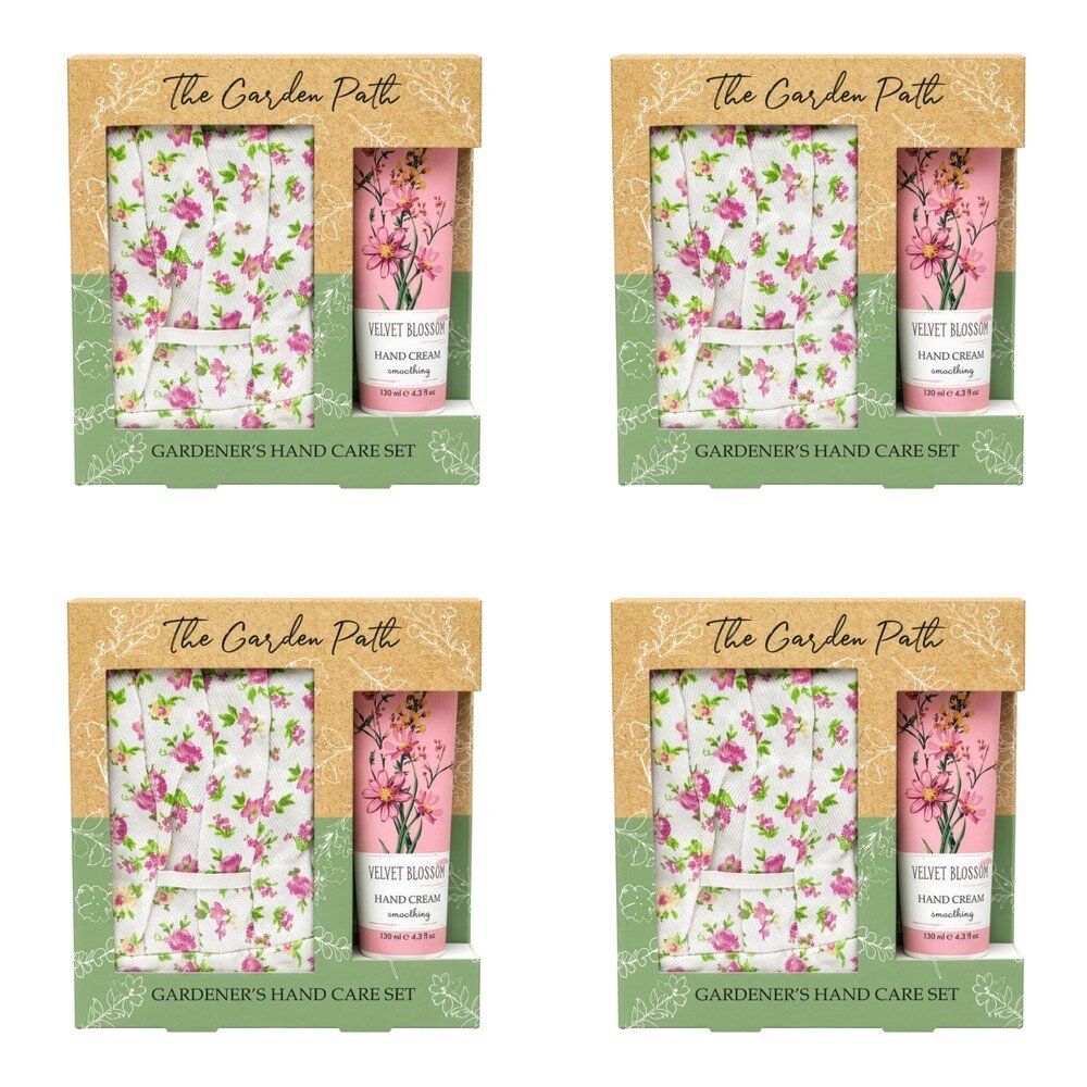 Lulu Grace The Garden Path Gardener's Hand Care Gift Set Gardening Gloves & Hand Cream 130mL Bundle of 4